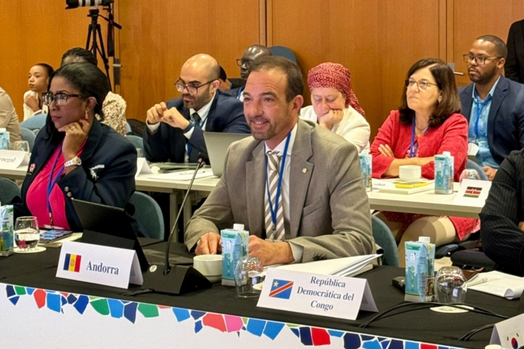 El ministre de Turisme i Comerç, Jordi Torres, durant la 121a reunió del Consell Executiu d’ONU Turisme.