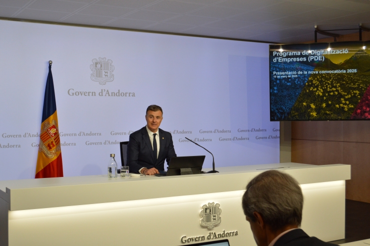 El secretari d'Estat de Transformació Digital i Telecomunicacions, Marc  Rossell, durant la presentació del programa de digitalització de les empreses per a aquest 2025.
