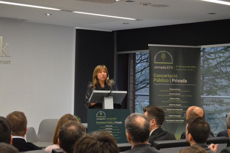 La ministra de Presidència, Economia, Treball i Habitatge, Conxita Marsol, durant la jornada de l'EFA.