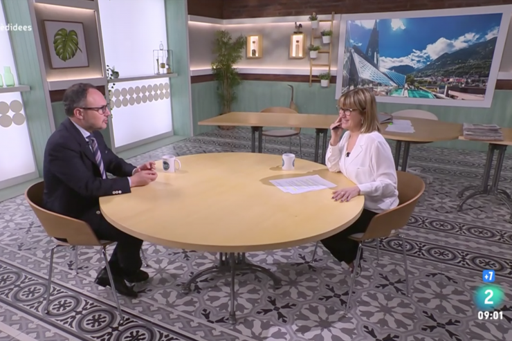 El cap de Govern, Xavier Espot, durant l'entrevista al programa Cafè d'idees que ha tingut lloc aquest dimarts.