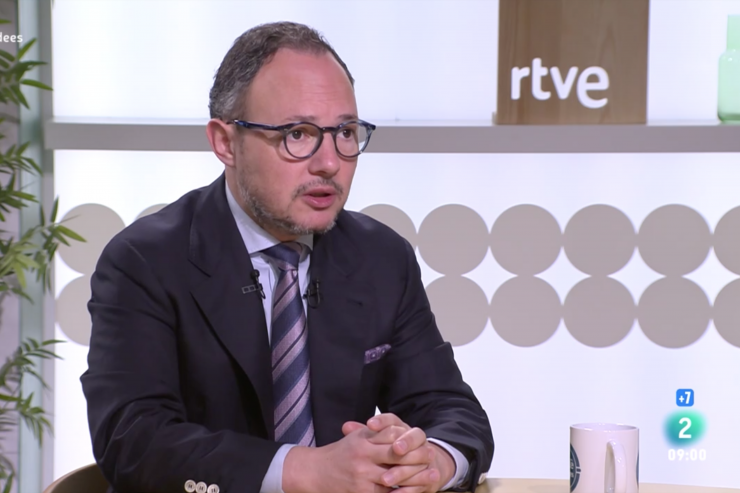 El cap de Govern, Xavier Espot, durant l'entrevista al programa Cafè d'idees que ha tingut lloc aquest dimarts.