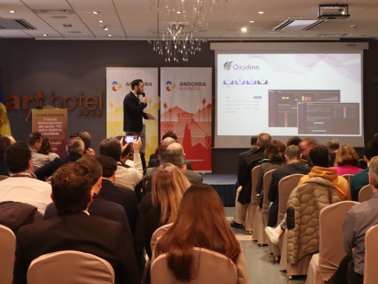 Un moment de la trobada d'interempreses TIC entre Andorra i l'Occitània.
