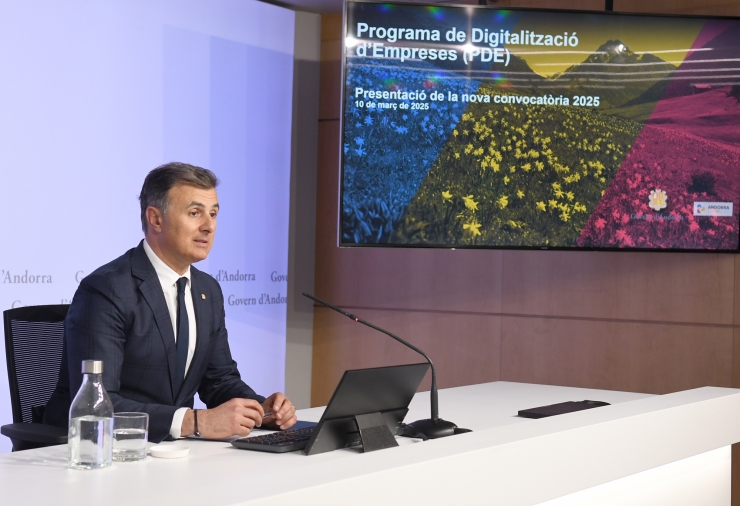 El secretari d'Estat de Transformació Digital i Telecomunicacions, Marc Rossell, durant la presentació del Programa de digitalització d'empreses 2025.