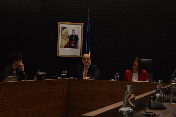 El cònsol menor i conseller de Finances d'Escaldes-Engordany, Joaquim Dolsa, durant la sessió de consell de comú d'aquest dilluns.