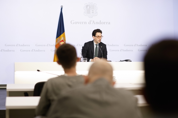 El ministre portaveu, Guillem Casal, en la roda de premsa posterior al consell de ministres.