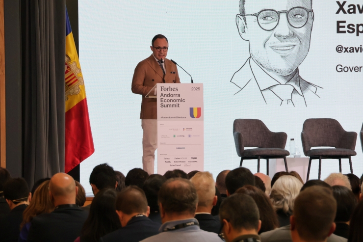 El cap de Govern, Xavier Espot, durant el discurs inaugural del Forbes Andorra Economic Summit 2025.