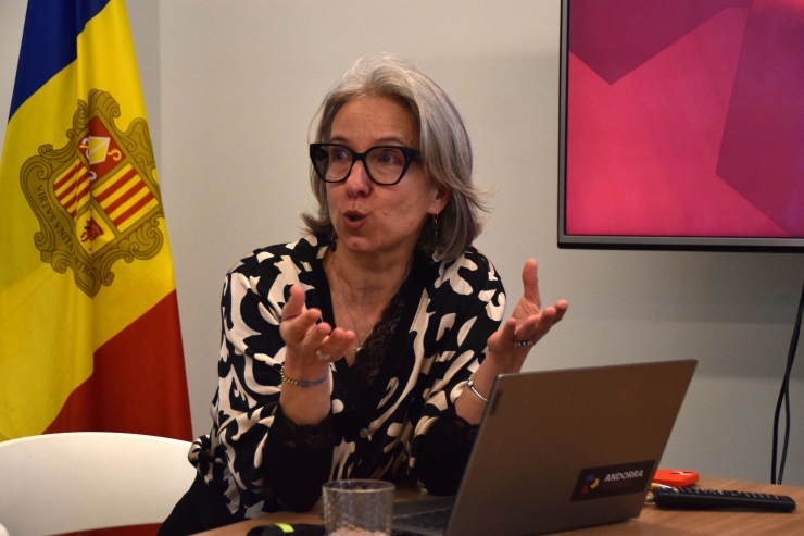 La directora Andorra Business, Judit Hidalgo, a la presentació d'una nova convocatòria de subvencions per a les empreses.