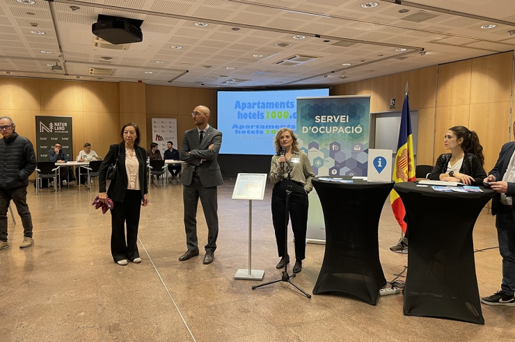 El secretari d'Estat d'Economia, Treball i Habitatge, Jordi Puy, durant la 9a edició de la trobada laboral Job Meeting.