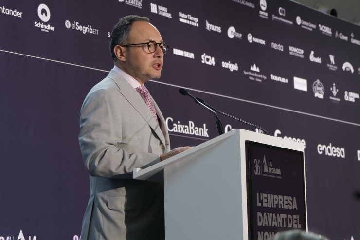 El cap de Govern, Xavier Espot, durant l'obertura de la segona jornada de la Trobada Empresarial al Pirineu.