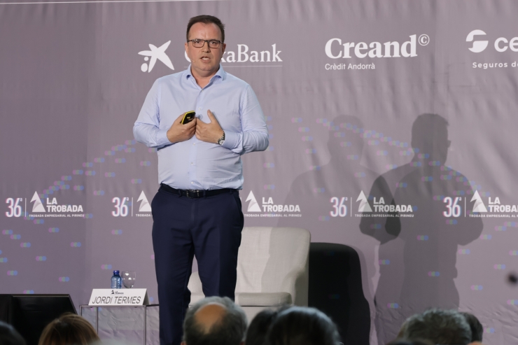 Un moment de la intervenció del fundador de Movetia, Jordi Termes.