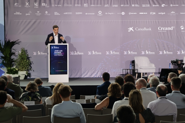 El president de la Trobada Empresarial al Pirineu, Josep Serveto, durant la cloenda de la 36a edició.