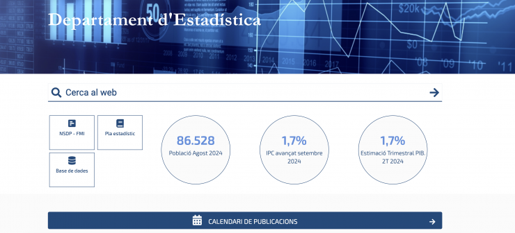 El portal web d'Estadística del Govern.