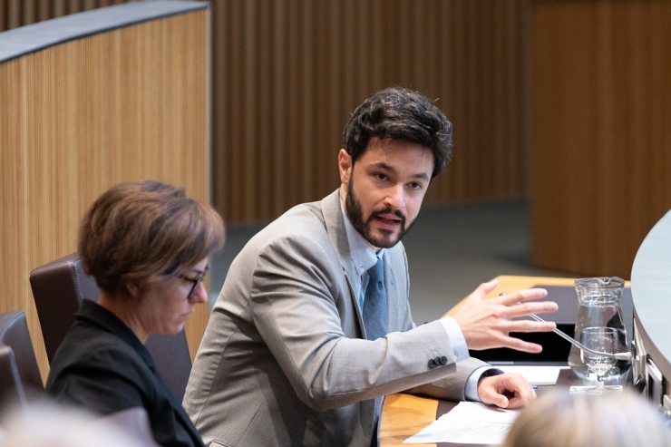 El president del grup parlamentari de Concòrdia, Cerni Escalé, durant la sessió de Consell General d'aquest dimarts.