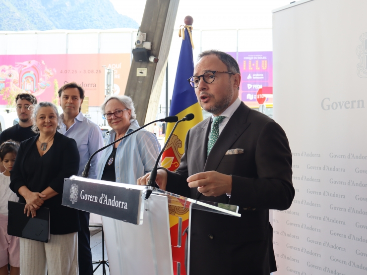 El cap de Govern, Xavier Espot, durant el seu discurs d'homenatge a Joan Nadal.