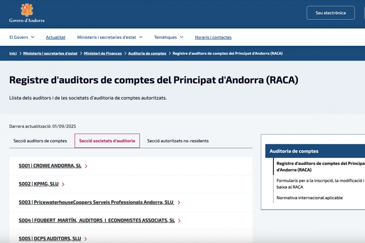 El registre públic de la pàgina web del Govern.