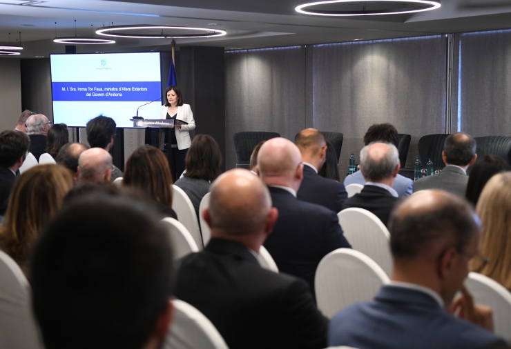 La ministra d'Afers Exteriors, Imma Tor, durant la inauguració de les primeres Jornades de Cooperació Transfronterera.
