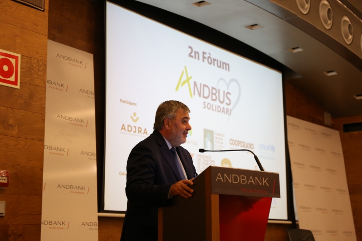 El CEO d’Andbus, Dani Vinseiro, durant el 2n Fòrum Andbus Solidari.