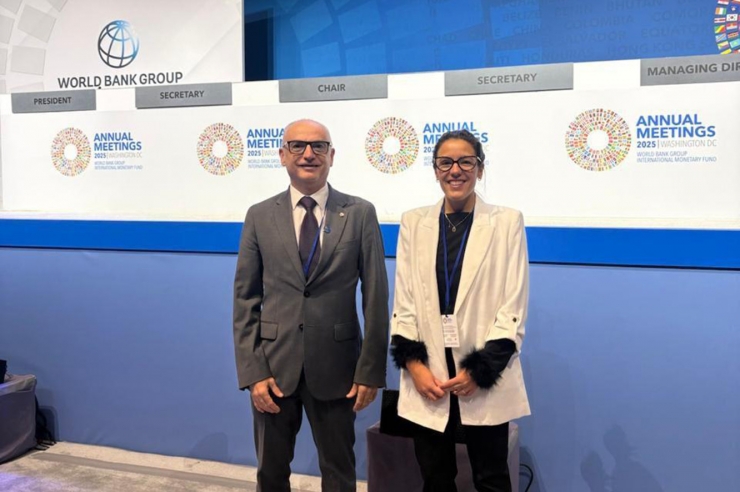 El ministre de Finances, Ramon Lladós i la secretària d’Estat d’Afers Financers Internacionals, Lorena Jordana, durant la reunió de tardor del Fons Monetari Internacional (FMI).