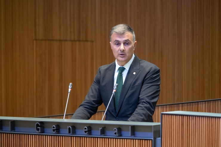 El ministre de Funció Pública i Transformació Digital, Marc Rosell, durant la sessió al Consell General.