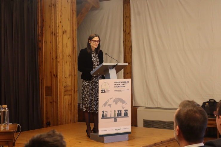 La ministra de Justícia i Interior, Ester Molné, durant l'obertura del Fòrum.