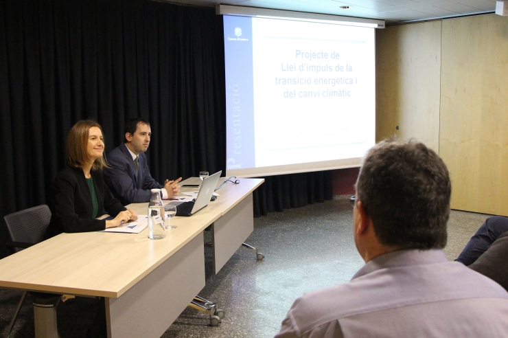 Un moment de la presentació devant del sector del projecte de llei d’impuls de la transició energètica i del canvi climàtic.