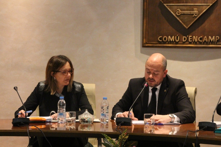 Els cònsols major i menor del comú d'Encamp, Jordi Troguet i Esther París.