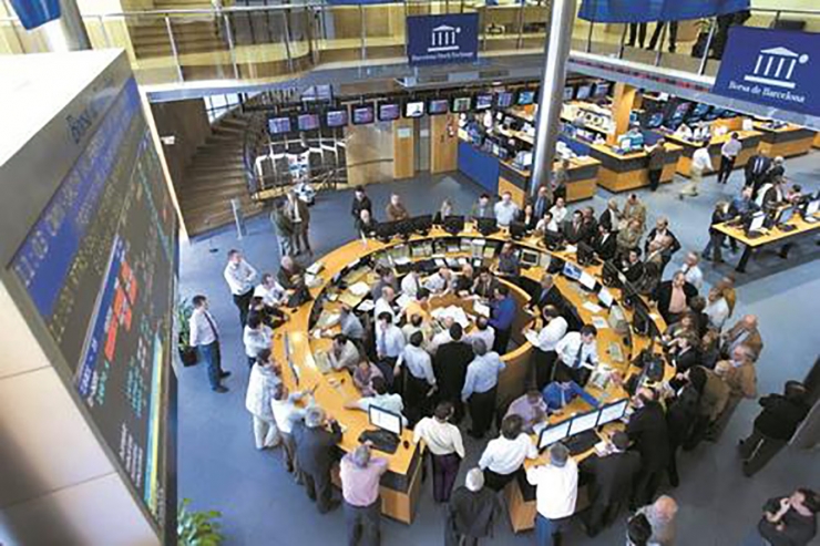 La borsa de Barcelona durant una sessió.