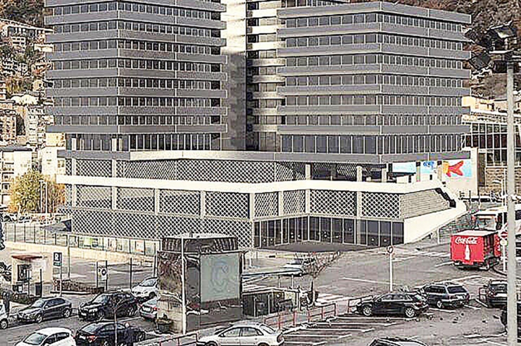 Fotomuntatge de la proposta d'edifici que proposa Univers Bomosa.