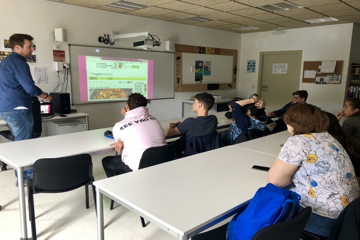 David Julian durant la seva xerrada al Centre de Formació Professional.