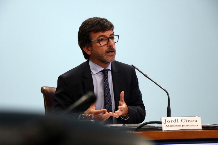 El ministre portaveu, Jordi Cinca, durant la roda de premsa d'aquest dimecres posterior al consell de ministres.