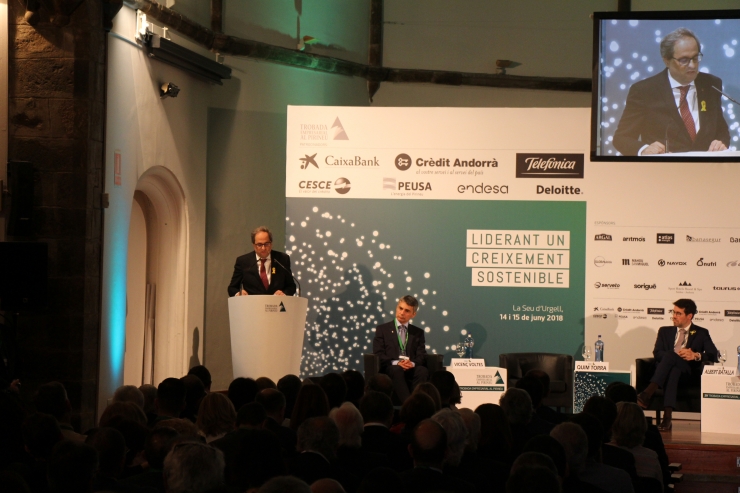 Un moment de la conferència inaugural a càrrec del president de la Generalitat de Catalunya, Quim Torra.
