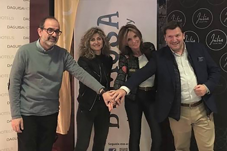 D’esquerra a dreta: Jordi Daban, conseller delegat de Daguisa Hotels; Esther Santuré, gerent de Löle Andorra; Carmen Rivera, directora de Fundació Bomosa, i Hans Elsässer, director general de Perfumeries Júlia.
 