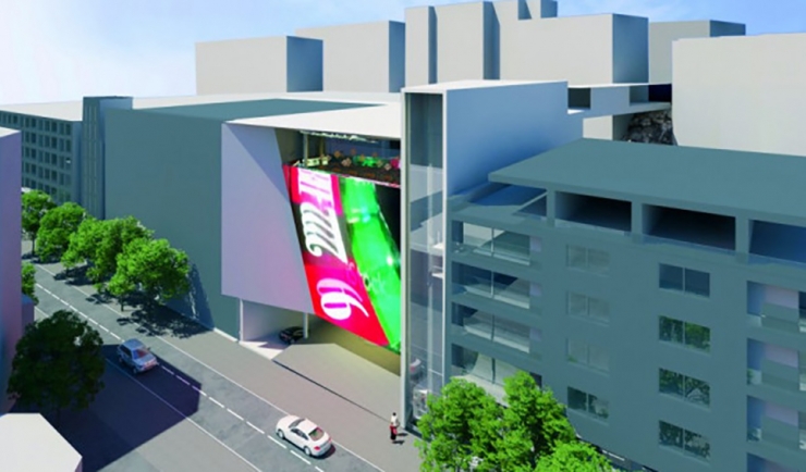 Imatge virtual de com seria la façana de l'edifici que vol construir Jocs a Prat de la Creu.