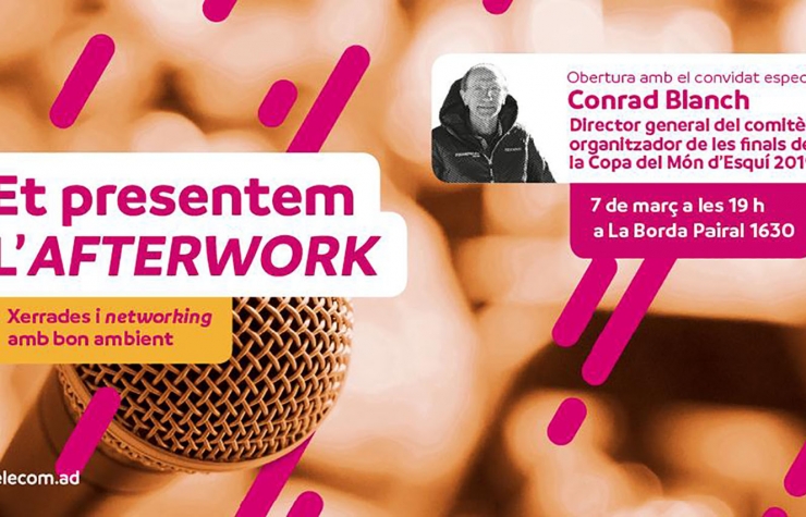 Cartell anunciador de l'activitat d'Andorra Telecom.