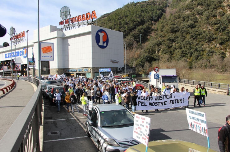 Una protesta dels treballadors del Punt de Trobada.