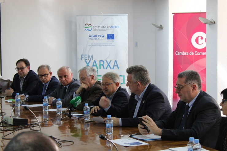 Un moment de la trobada entre les Cambres de Comerç d'Andorra, Girona, Occitanie Pyrénées-Mediterranée, Pyrénées Orientals i Lleida.