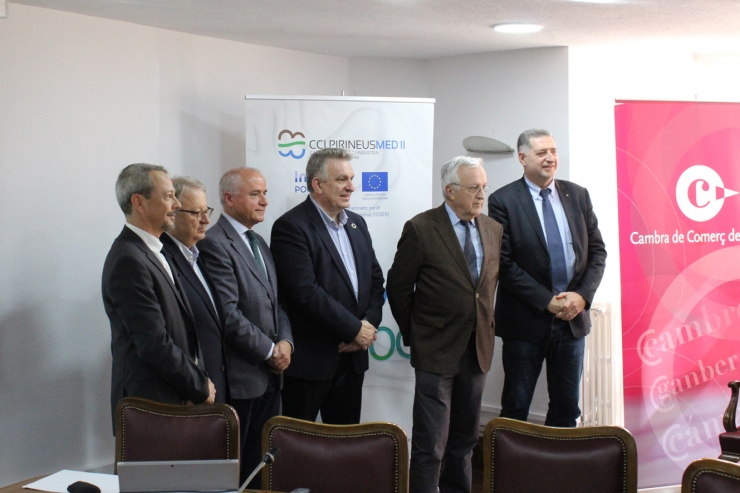 Un moment de la trobada entre les Cambres de Comerç d'Andorra, Girona, Occitanie Pyrénées-Mediterranée, Pyrénées Orientals i Lleida.