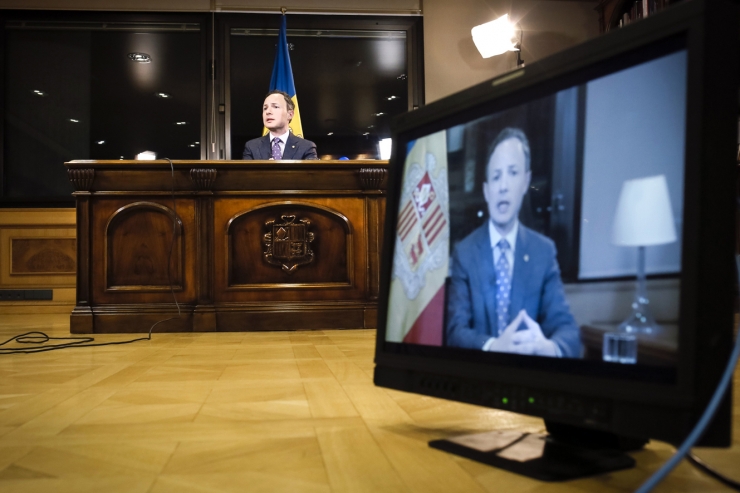 Un moment del discurs ofert pel cap de Govern, Xavier Espot.