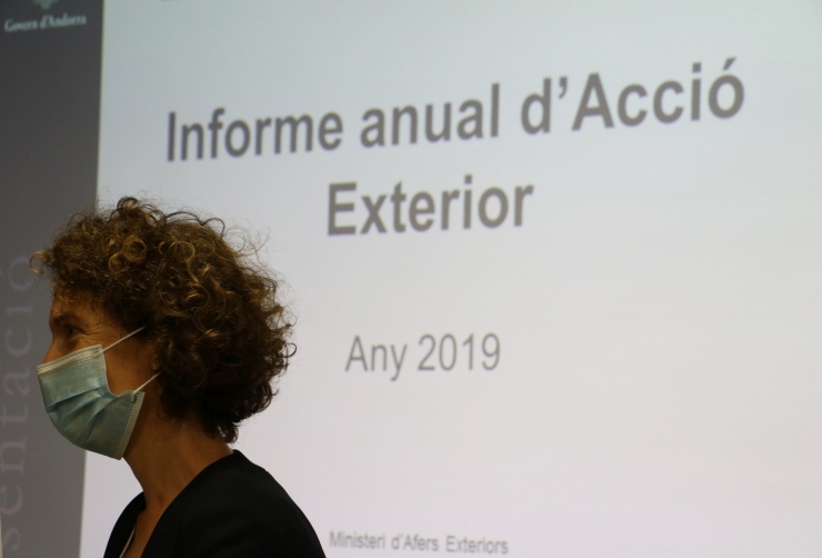 La ministra d'Afers Exteriors, Maria Ubach, durant la presentació de l'informe anual d'acció exterior 2019.
