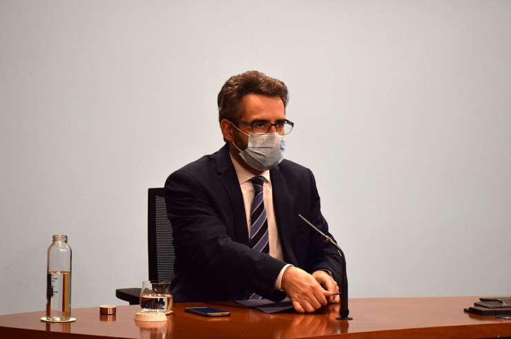 El ministre portaveu i de Finances, Eric Jover, durant la roda de premsa d'aquest dimecres.