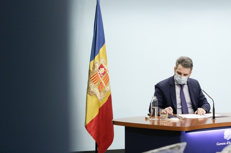 El ministre de Finances, Eric Jover, aquest dimecres en la roda de premsa posterior al consell de ministres.