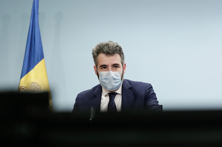 El ministre portaveu i de Finances, Eric Jover, durant la roda de premsa posterior al consell de ministres.