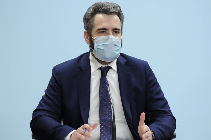 El ministre portaveu i de Finances, Eric Jover, durant la roda de premsa posterior al consell de ministres.