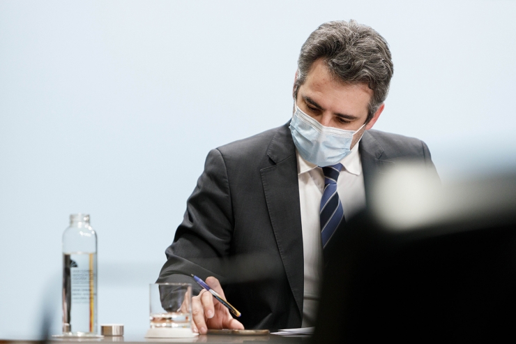 El ministre portaveu, Eric Jover, durant la roda de premsa posterior al consell de ministres.