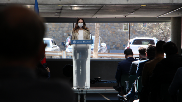 La ministra de Cultura i Esports, Sílvia Riva, durant l'acte de declaració de l'esport com a sector d'interès nacional.