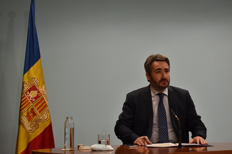 El ministre de Finances i portaveu, Eric jover, durant la roda de premsa posterior al consell de ministres d'aquest dimecres.