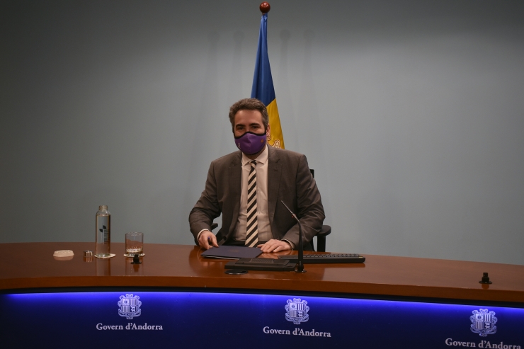 El ministre de Finances, Èric Jover, aquest dilluns a Govern.