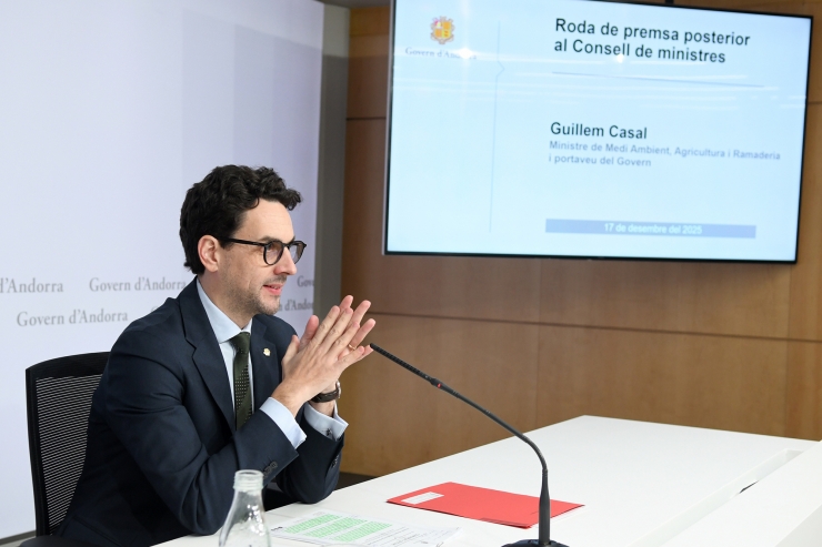 El portaveu del Govern, Guillem Casal, en roda de premsa.