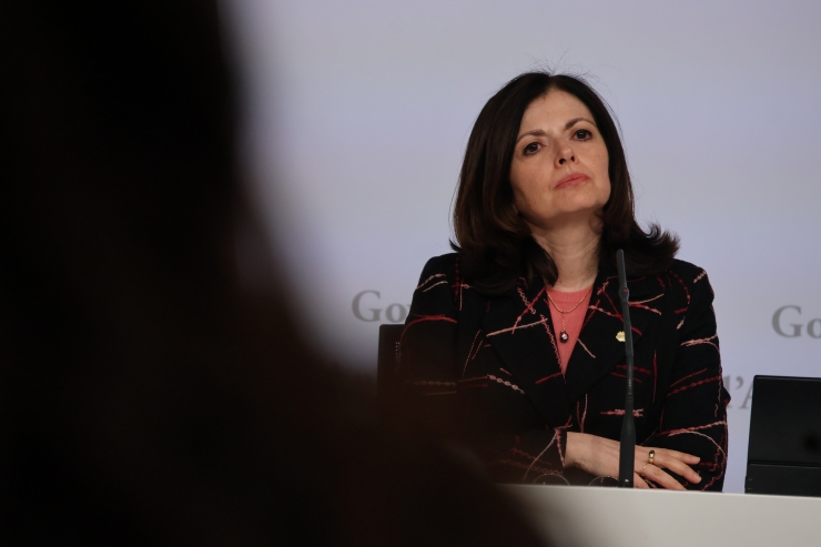 La ministra d’Afers Exteriors, Imma Tor, durant la roda de premsa sobre l’Entry-Exit System.