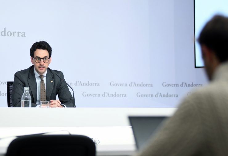 El ministre portaveu, Guillem Casal, durant la roda de premsa posterior al consell de ministres.